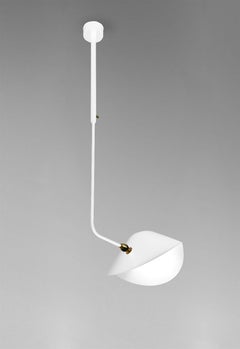 Serge Mouille Mid-Century Modern White Curved Bibliothèque Ceiling Lamp