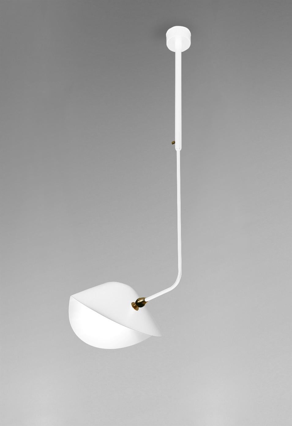 French Serge Mouille Mid-Century Modern White Curved Bibliothèque Ceiling Lamp