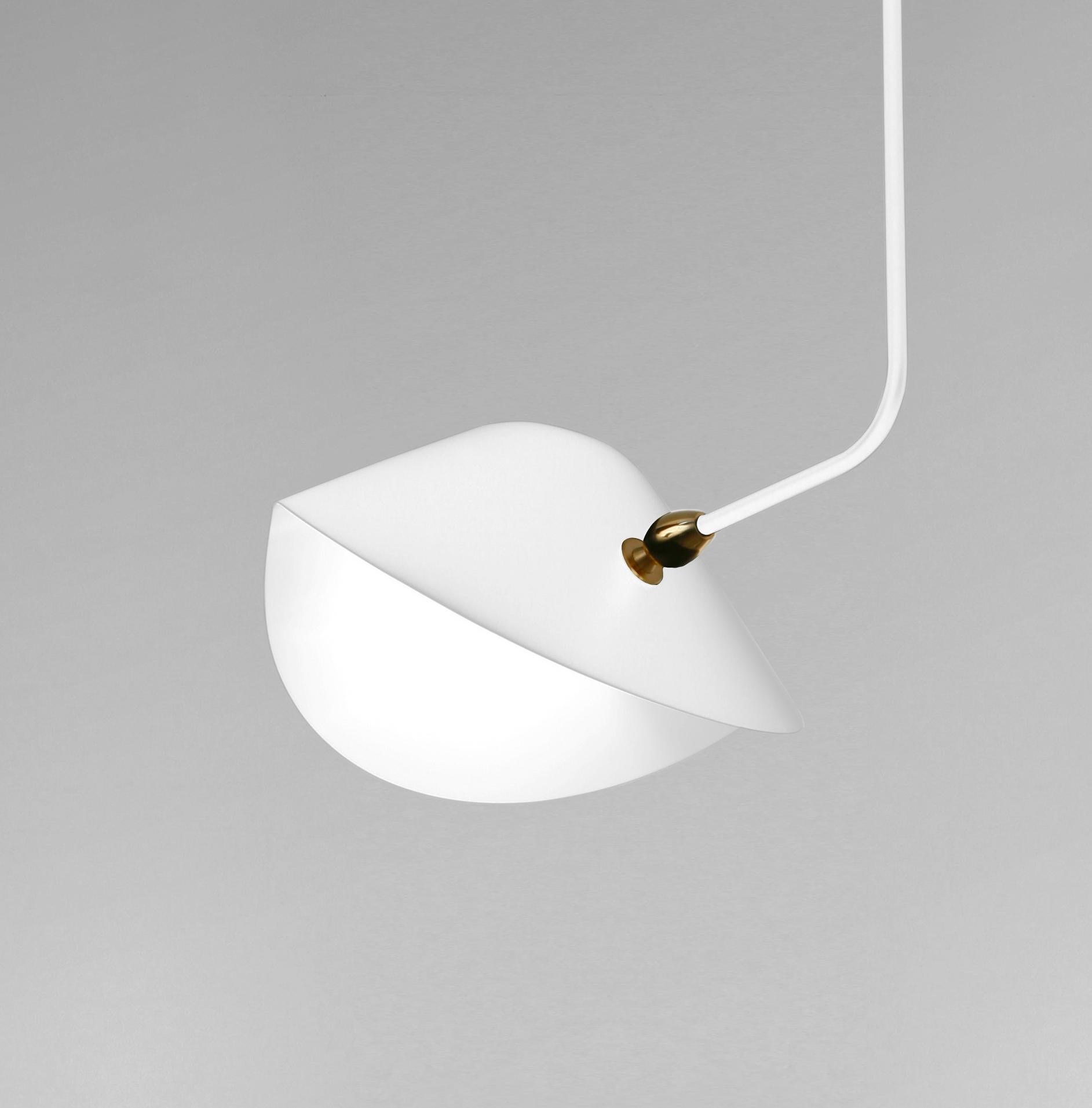 Serge Mouille Mid-Century Modern White Curved Bibliothèque Ceiling Lamp In New Condition For Sale In Barcelona, Barcelona