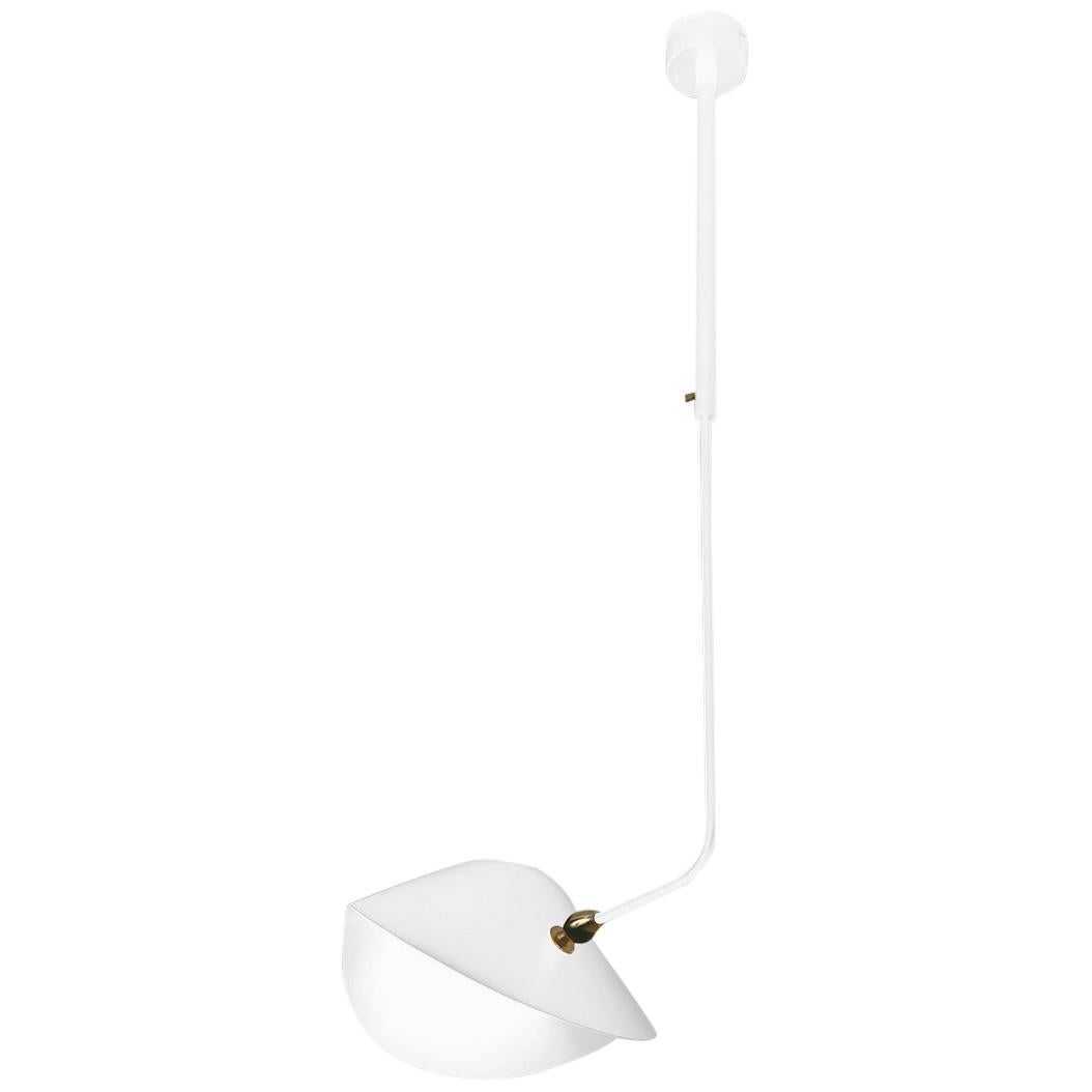 Serge Mouille Mid-Century Modern White Curved Bibliothèque Ceiling Lamp