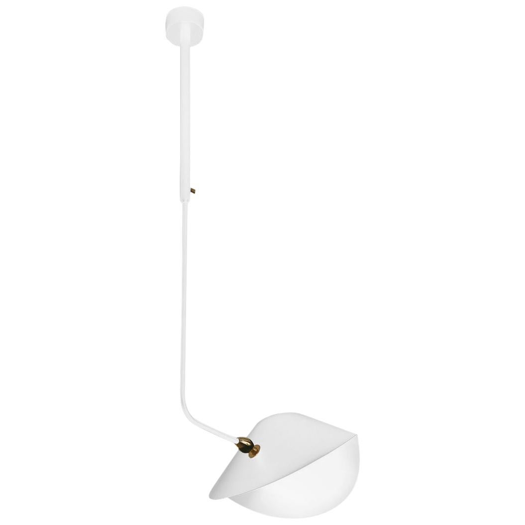 Serge Mouille Mid-Century Modern White Curved Bibliothèque Ceiling Lamp For Sale
