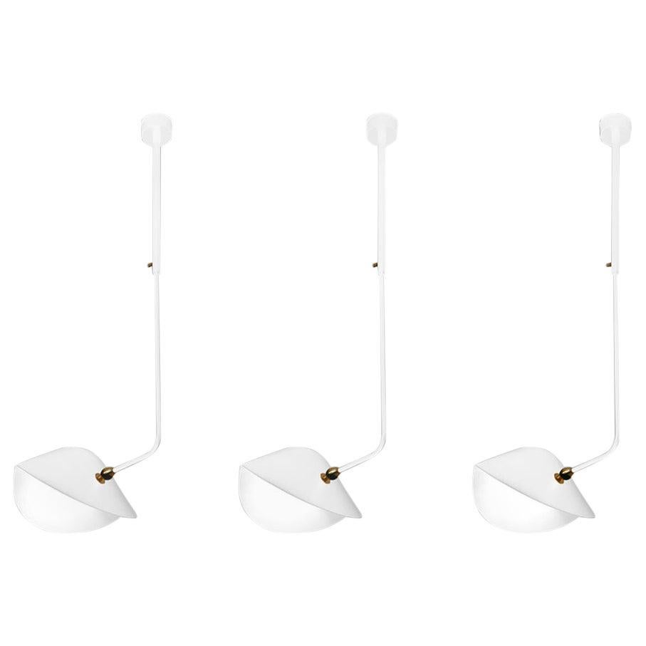 Serge Mouille Mid-Century Modern White Curved Bibliothèque Ceiling Lamp Set For Sale