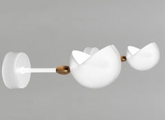 Serge Mouille Mid-Century Modern White Eye Sconce Wall Lamp Set