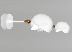 Serge Mouille Mid-Century Modern White Eye Sconce Wall Lamp Set