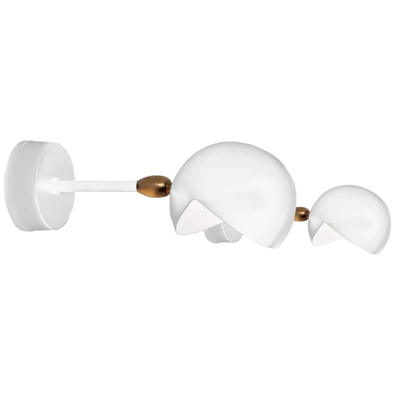 Contemporary Serge Mouille Mid-Century Modern White Eye Sconce Wall Lamp Set For Sale