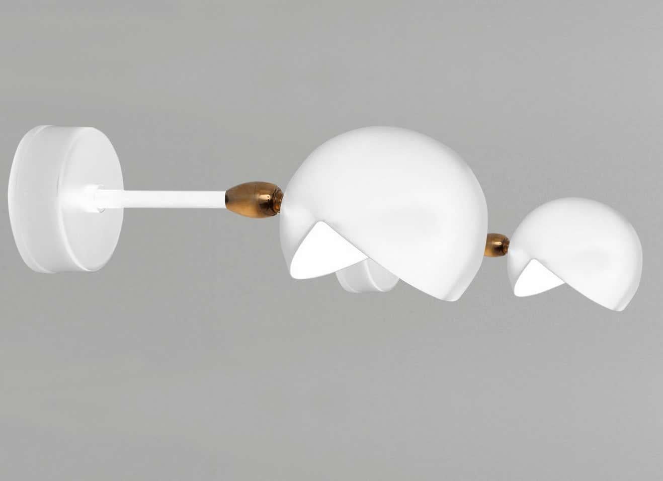 Aluminum Serge Mouille Mid-Century Modern White Eye Sconce Wall Lamp Set For Sale