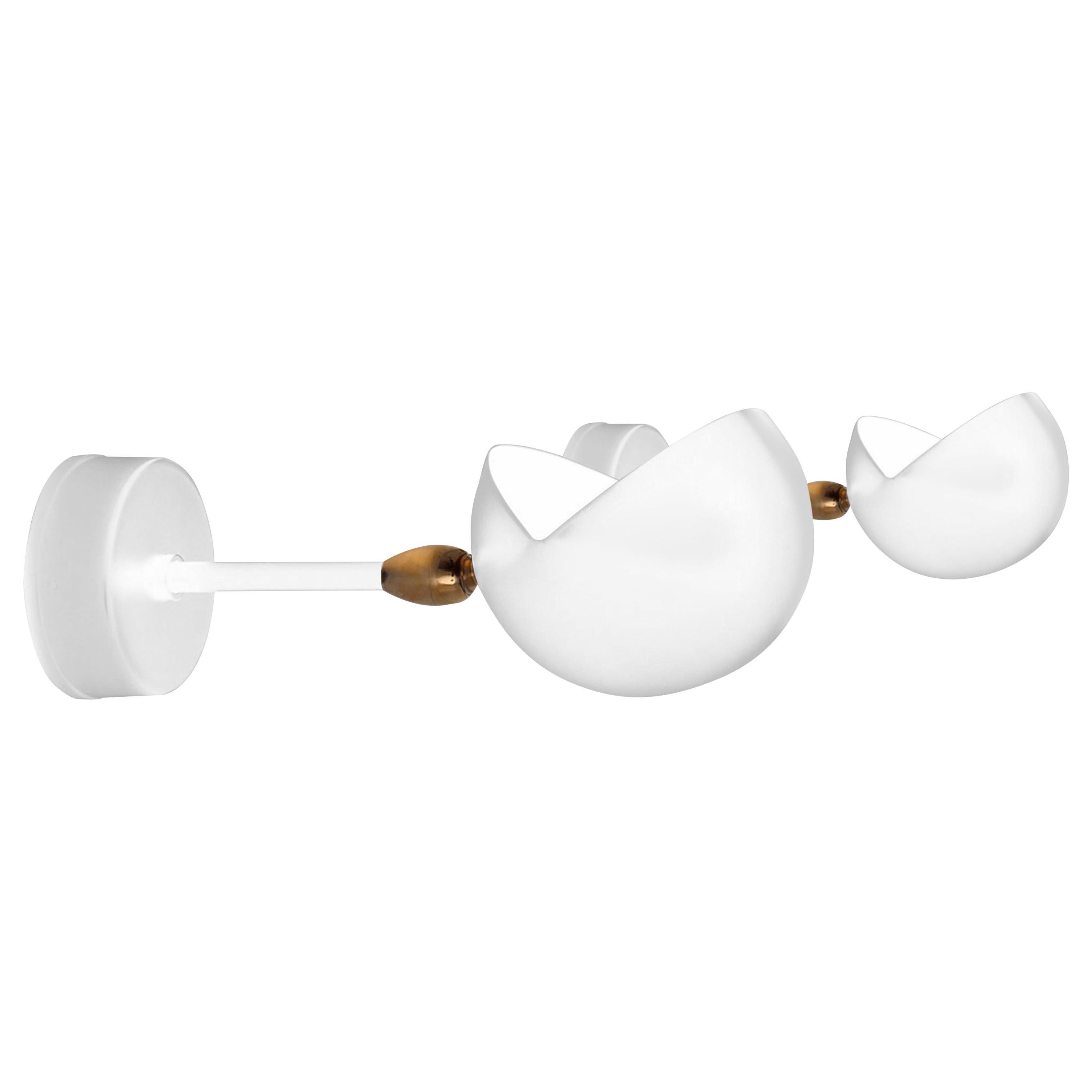 Serge Mouille Mid-Century Modern White Eye Sconce Wall Lamp Set