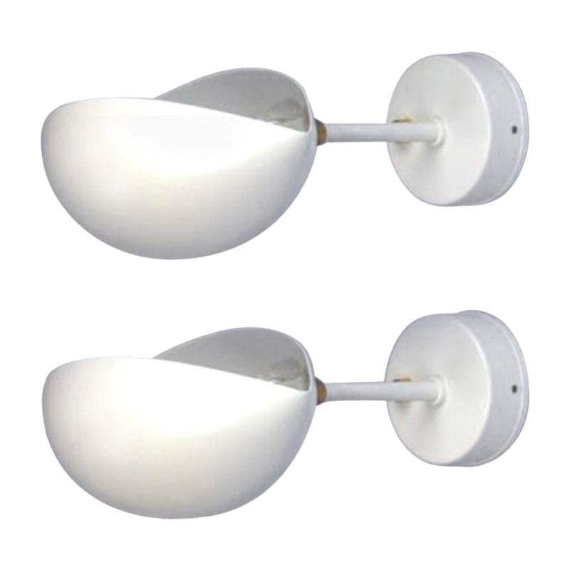 Serge Mouille Modernes Wandleuchter-Set mit weißen Augen, Mid-Century Modern