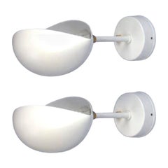 Serge Mouille Mid-Century Modern White Eye Sconce Wall Lamp Set
