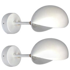 Serge Mouille Mid-Century Modern White Eye Sconce Wall Lamp Set