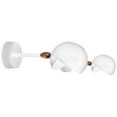 Serge Mouille Mid-Century Modern White Eye Sconce Wall Lamp Set