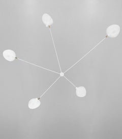 Serge Mouille Mid-Century Modern White Five Fixed Arms Spider Ceiling Wall Lamp