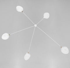 Serge Mouille Mid-Century Modern White Five Fixed Arms Spider Ceiling Wall Lamp