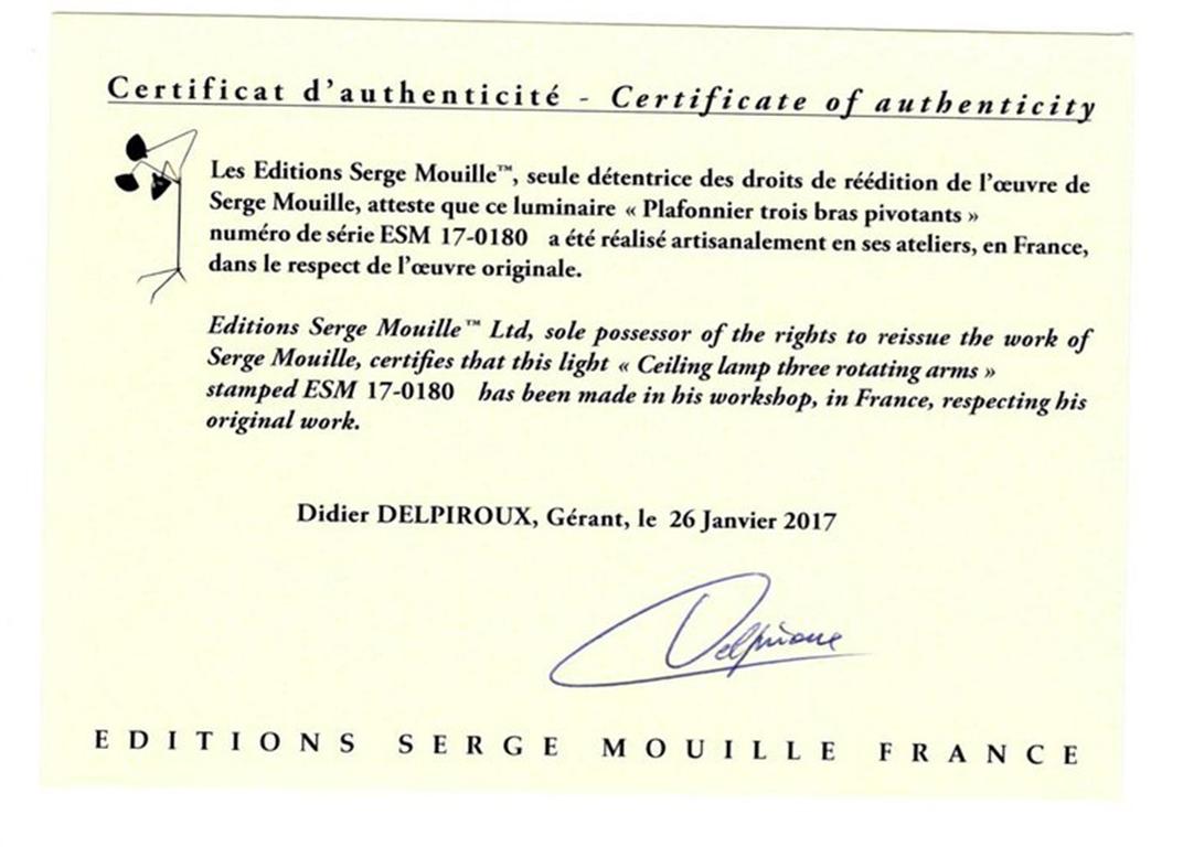 XXI secolo e contemporaneo Serge Mouille, lampada da parete a soffitto a cinque bracci fissi di colore bianco, moderna e di metà secolo. in vendita