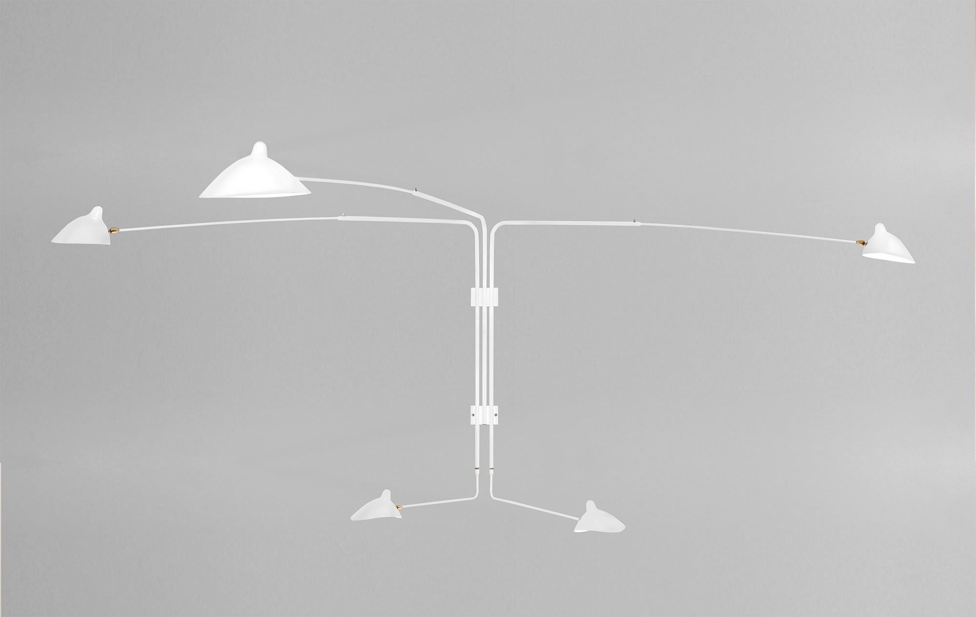 Wall lamp model 'four rotating straight arms wall lamp' designed by Serge Mouille in 1954.

Manufactured by Collection Serge Mouille in France. The production of lamps, wall lights and floor lamps are manufactured using craftsman’s techniques with