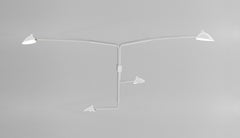Serge Mouille Mid-Century Modern White Four Rotating Straight Arms Wall Lamp