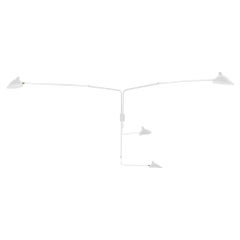 Serge Mouille Mid-Century Modern White Four Rotating Straight Arms Wall Lamp