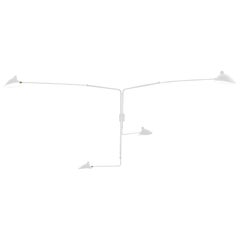 Lampe murale blanche à quatre bras droits rotatifs, Serge Mouille, de style moderne du milieu du siècle dernier