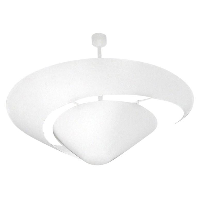 Serge Mouille Mid-Century Modern White Large Snail Ceiling Wall Lamp
