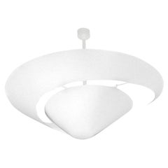 Serge Mouille, lampada da parete a soffitto a chiocciola bianca di grandi dimensioni, moderna e di metà secolo