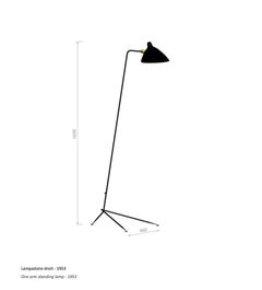 Serge Mouille Mid-Century Modern White One-Arm Standing Lamp