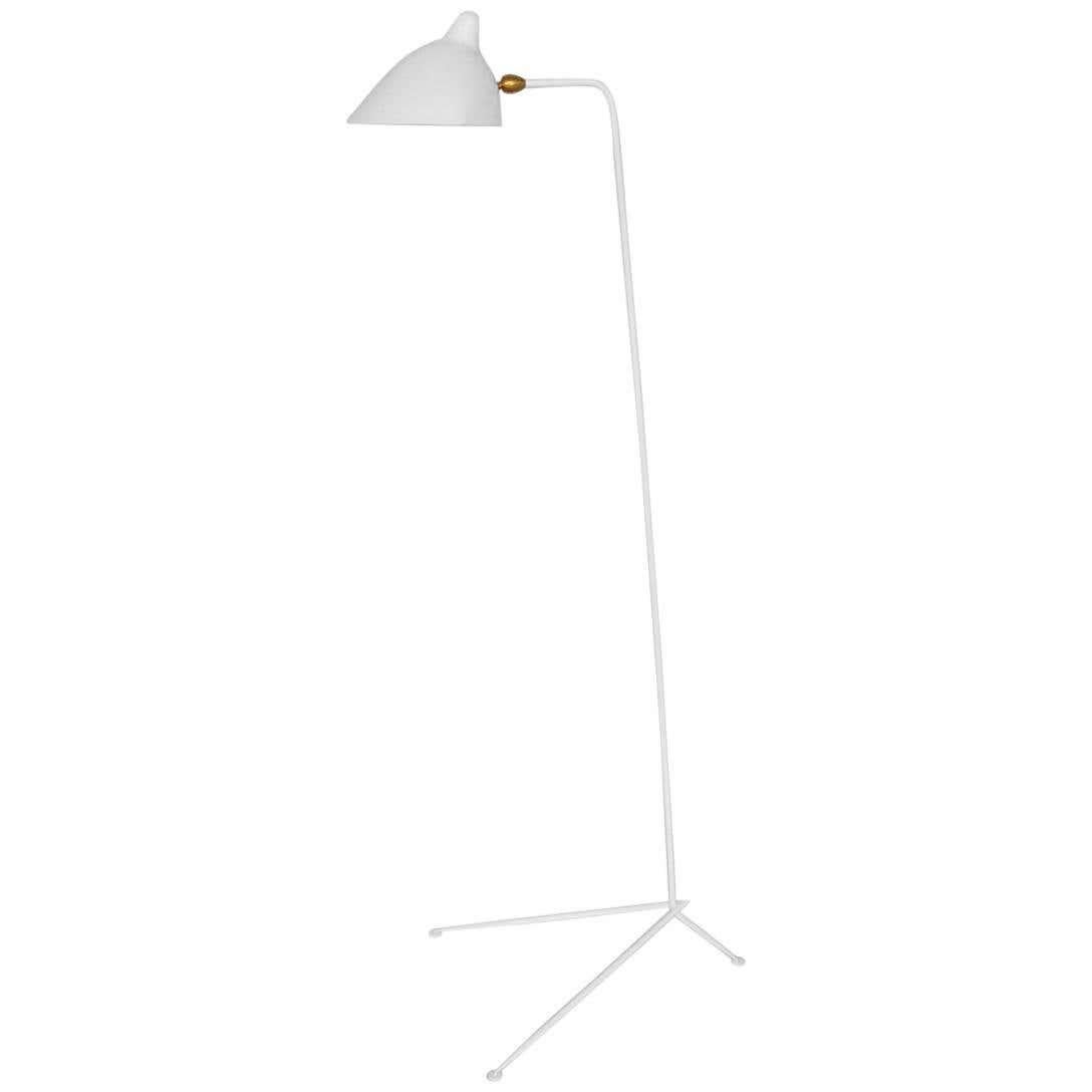 Serge Mouille Mid-Century Modern White One-Arm Standing Lamp In New Condition For Sale In Barcelona, Barcelona