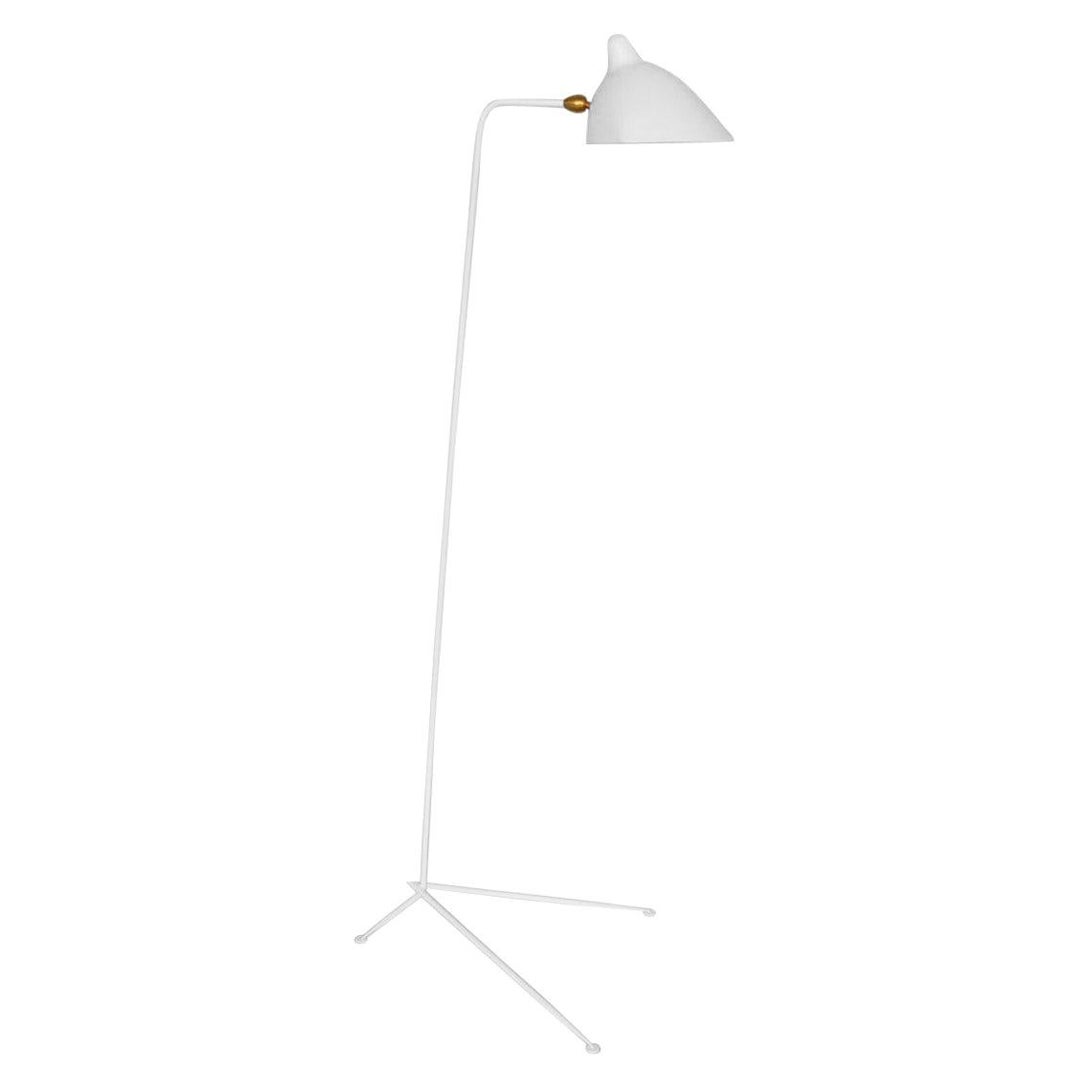 Serge Mouille Mid-Century Modern White One-Arm Standing Lamp
