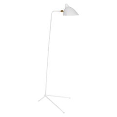 Serge Mouille Mid-Century Modern White One-Arm Standing Lamp