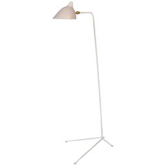 Serge Mouille Mid-Century Modern White One-Arm Standing Lamp