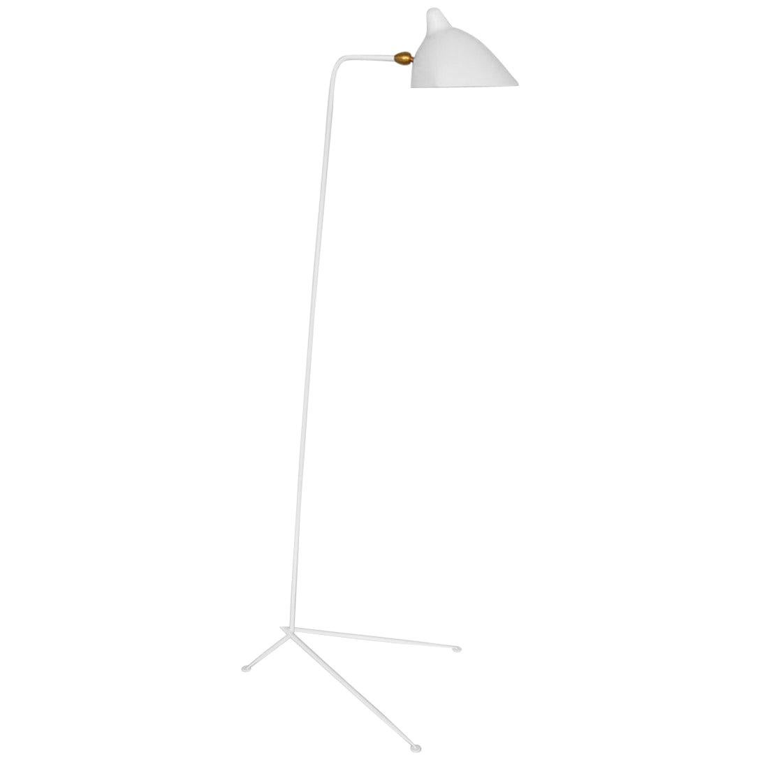 Serge Mouille Mid-Century Modern White One-Arm Standing Lamp