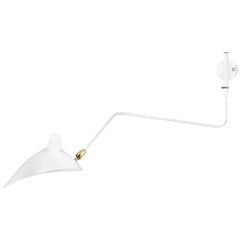 Lámpara de pared de Serge Mouille, estilo «Mid-Century Modern», blanca, con un brazo curvo giratorio