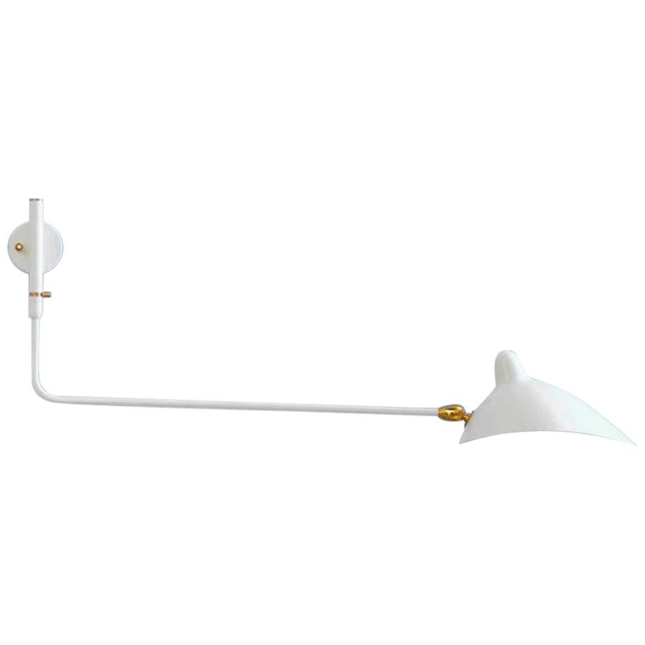 Serge Mouille Mid-Century Modern White One Rotating Stright Arm Wall Lamp