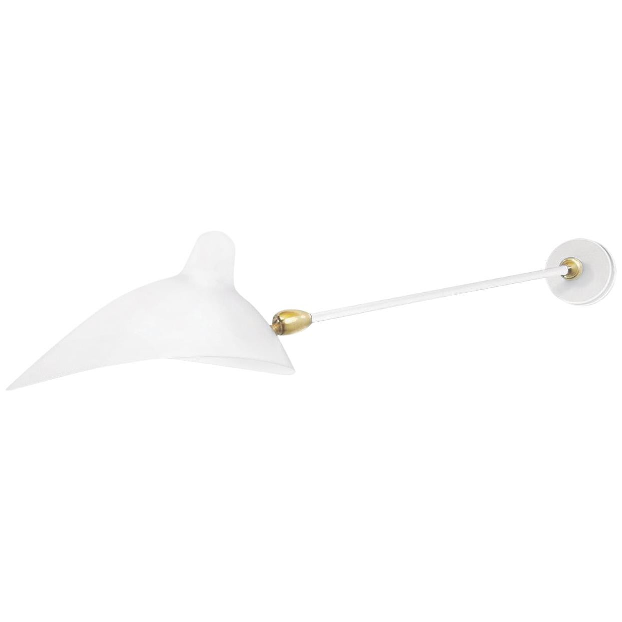 Serge Mouille Mid-Century Modern White One Straight Arm Two Swivels Wall Lamp