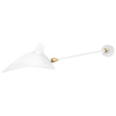 Serge Mouille Mid-Century Modern White One Stright Arm Two Swivels Wall Lamp