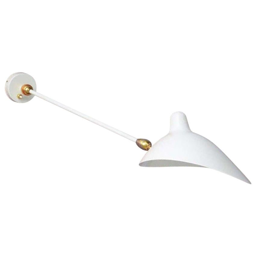 Serge Mouille Mid-Century Modern White One Stright Arm Two Swivels Wall Lamp For Sale