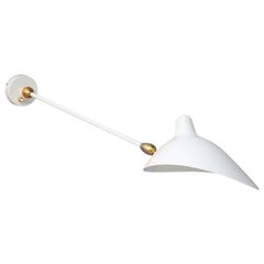 Serge Mouille Mid-Century Modern White One Stright Arm Two Swivels Wall Lamp