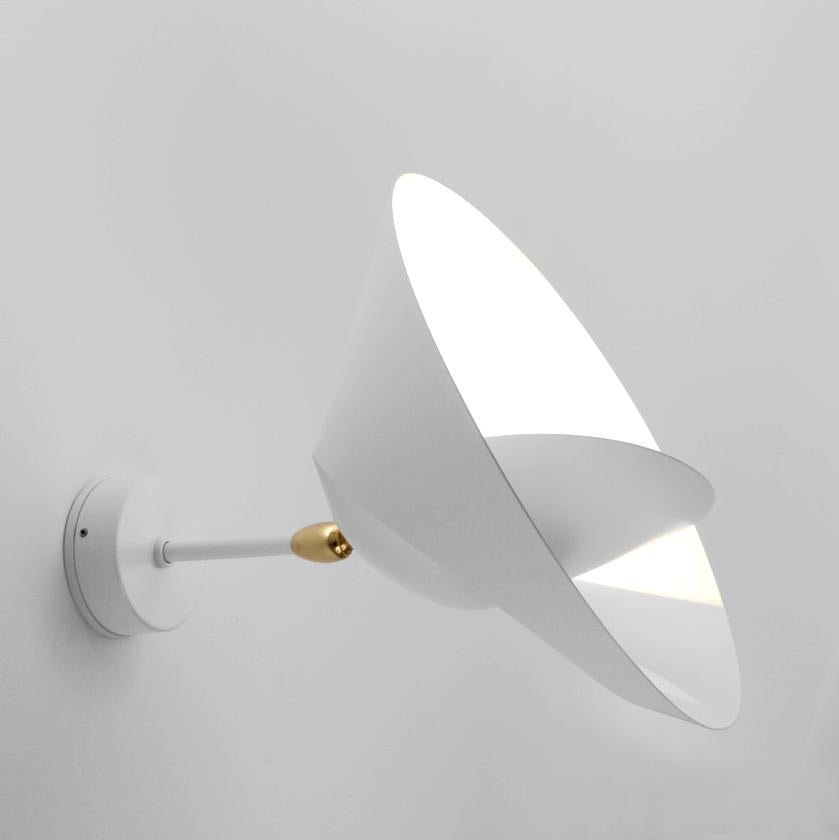 French Serge Mouille Mid-Century Modern White Saturn Wall Lamp For Sale