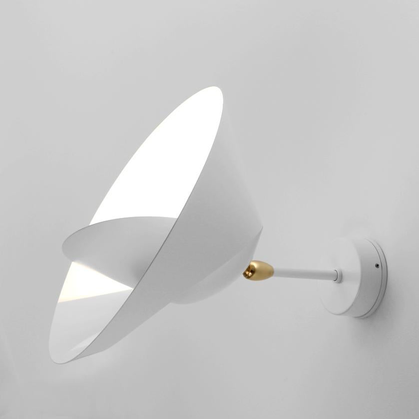 French Serge Mouille Mid-Century Modern White Saturn Wall Lamp For Sale
