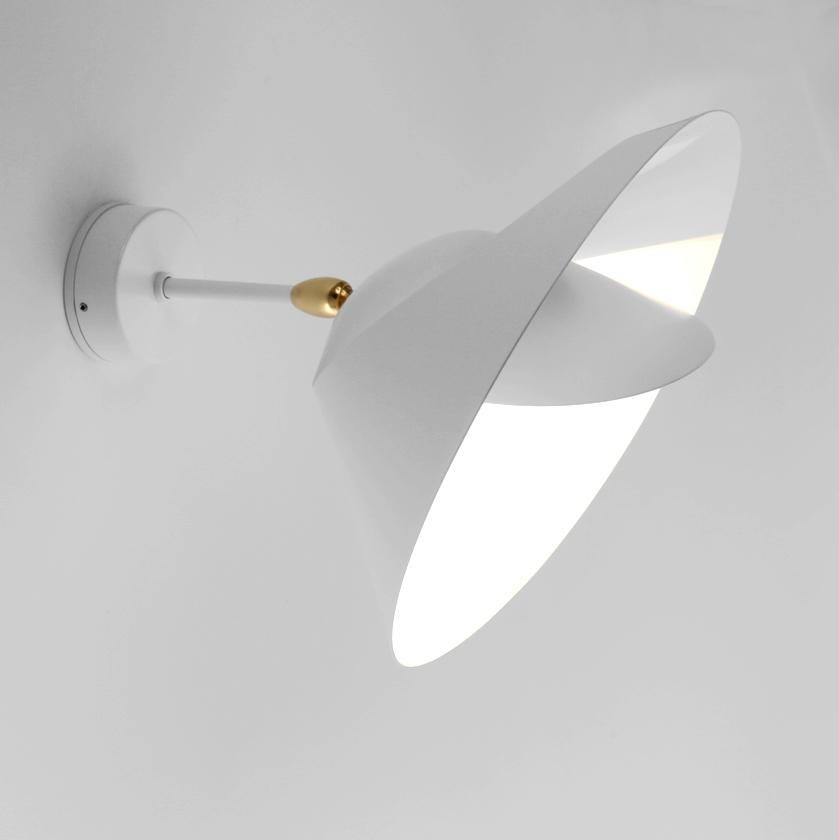Contemporary Serge Mouille Mid-Century Modern White Saturn Wall Lamp For Sale