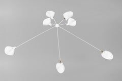 Serge Mouille Mid-Century Modern White Seven Fixed Arms Spider Wall Ceiling Lamp