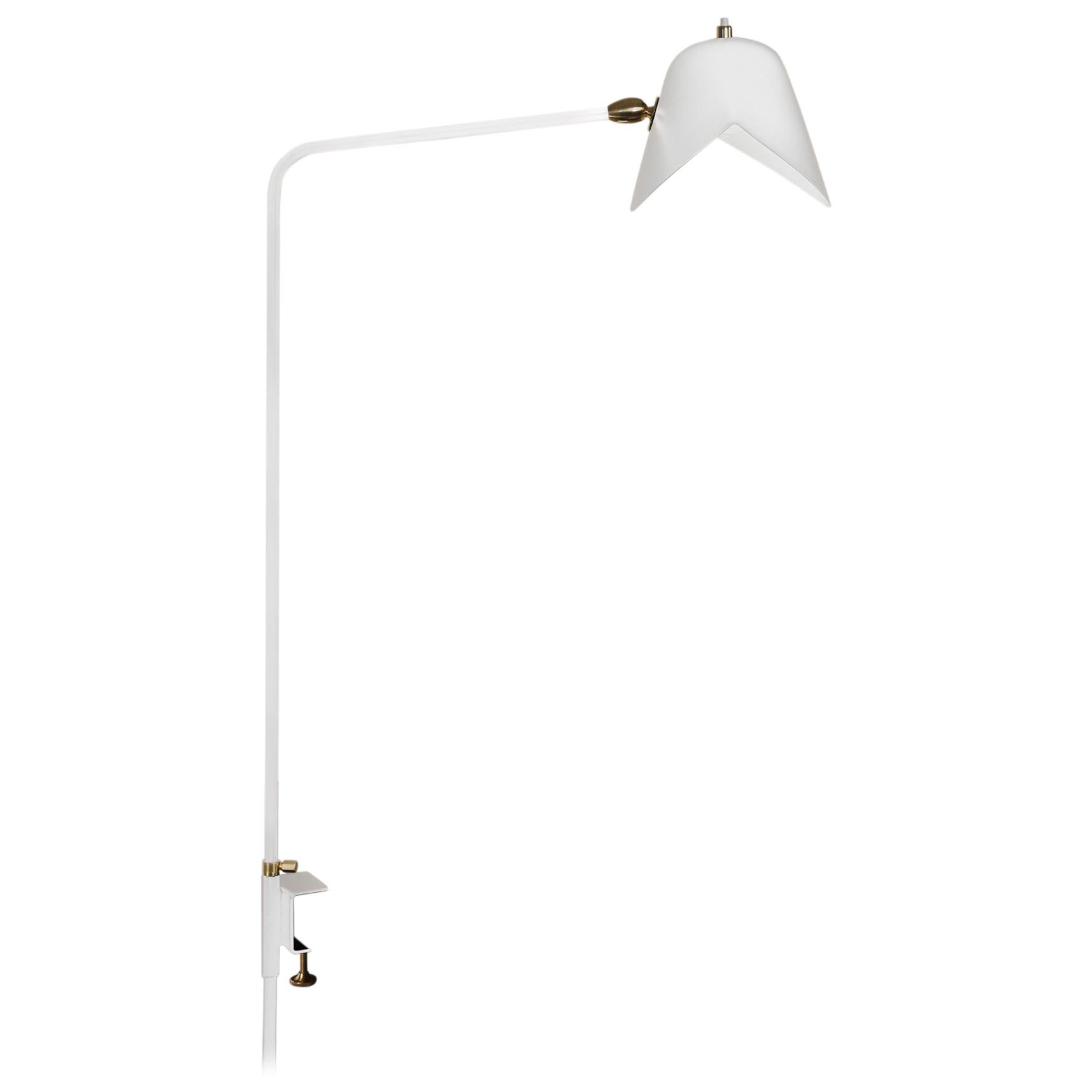 Serge Mouille Mid-Century Modern White Simple Agrafée Table Lamp For Sale