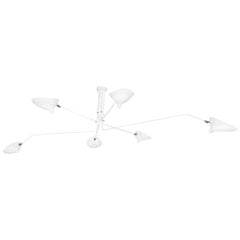 Serge Mouille Mid-Century Modern White Six Rotaiting Arms Ceiling Lamp