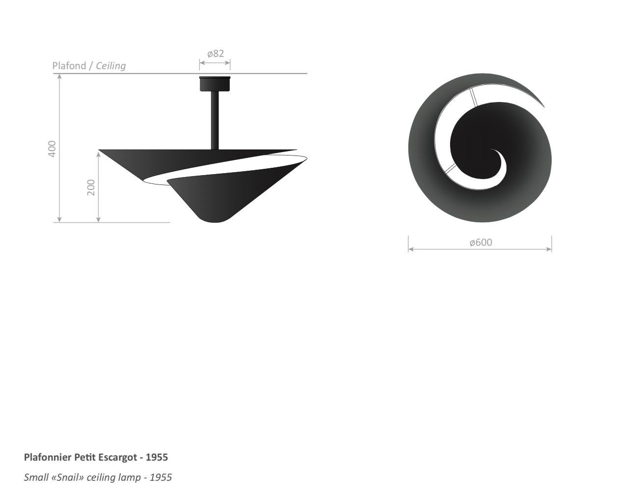Mid-Century moderno Serge Mouille, lampada da parete a soffitto a chiocciola bianca, moderna e di metà secolo in vendita