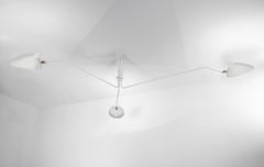 Serge Mouille Mid-Century Modern White Three Rotating Arms Ceiling Lamp