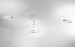Serge Mouille Mid-Century Modern White Three Rotating Arms Ceiling Lamp
