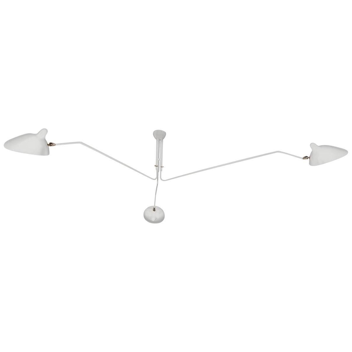 Serge Mouille Mid-Century Modern White Three Rotating Arms Ceiling Lamp