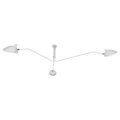 Serge Mouille Mid-Century Modern White Three Rotating Arms Ceiling Lamp
