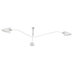 Serge Mouille Moderne weiße Deckenleuchte mit drei drehbaren Armen, Mid-Century Modern