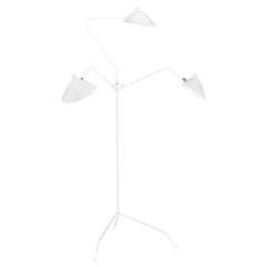 Serge Mouille Mid-Century Modern White Three Rotating Arms Floor Lamp