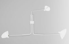 Serge Mouille Mid-Century Modern White Three Rotating Straight Arms Wall Lamp